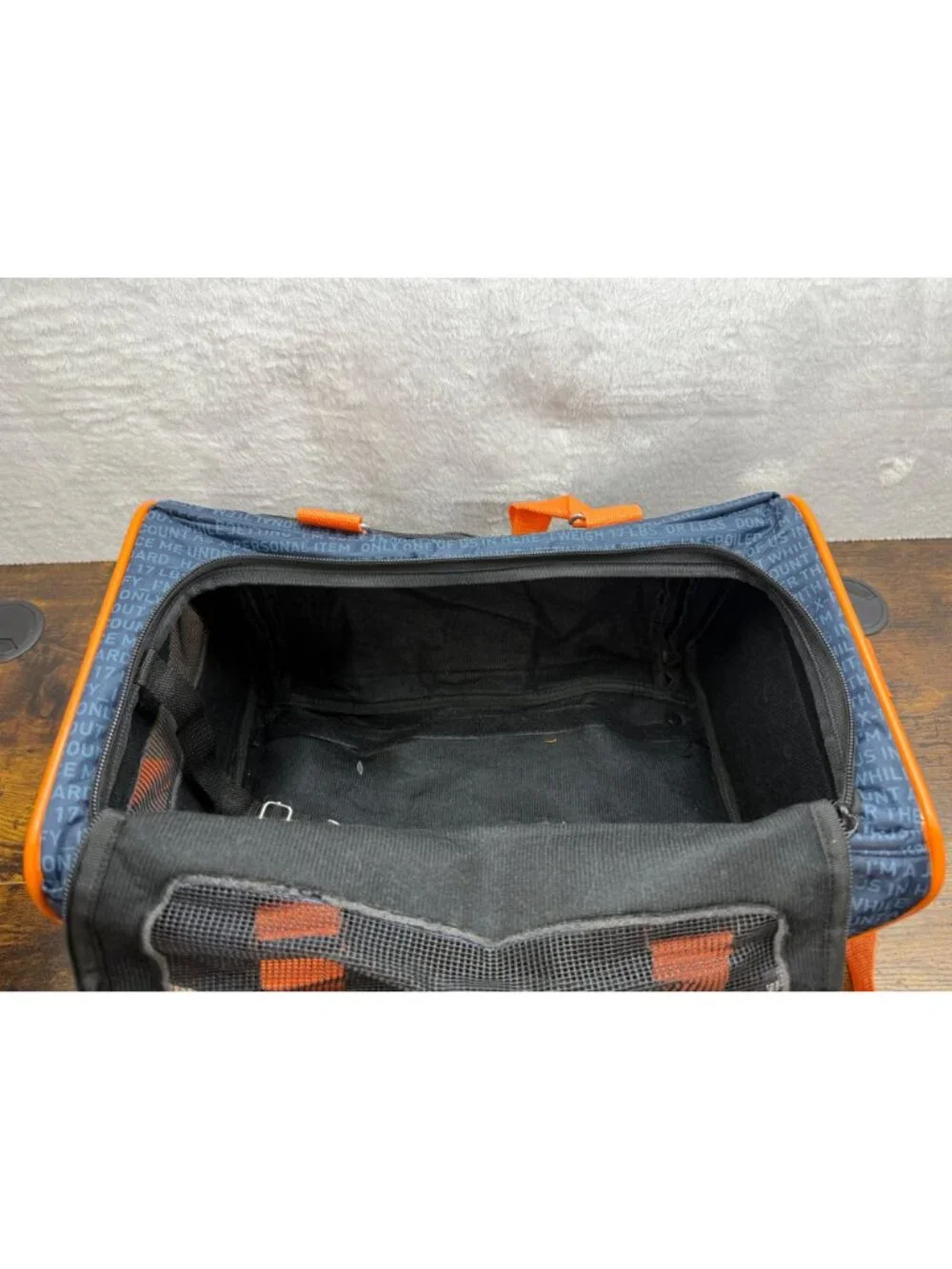 JetBlue JetPaws Navy & Orange Pet Carrier With Mesh Panels & Adjustable Straps